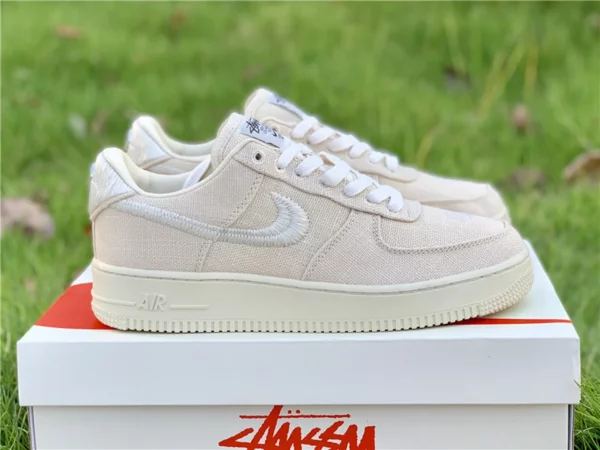 Stussy x Nike Air Force 1 Low Fossil Stone - Replica shoes