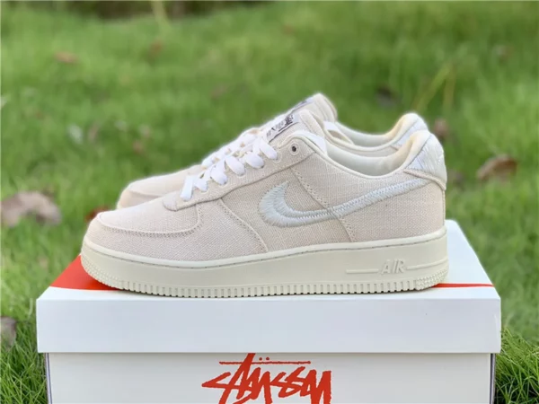 Stussy x Nike Air Force 1 Low Fossil Stone - Replica shoes