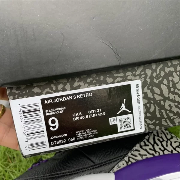 Air Jordan 3 Court Purple - Replica shoes